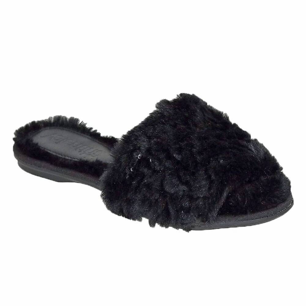 NEW BRUNO MENEGATTI women's valentina belle fluffy slide sequins flat slippers i